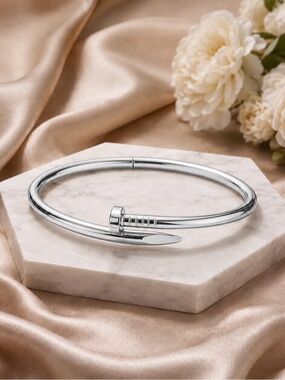Silver Nail Bangle Screw Bracelet